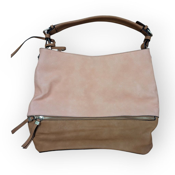Simply Noelle Colorblock Hobo Bag Pink Tan NWT - Picture 2 of 13